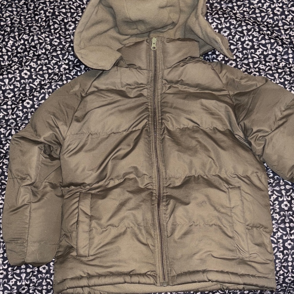 Fashion Nova Kids Olive Hooded Puffer Jacket